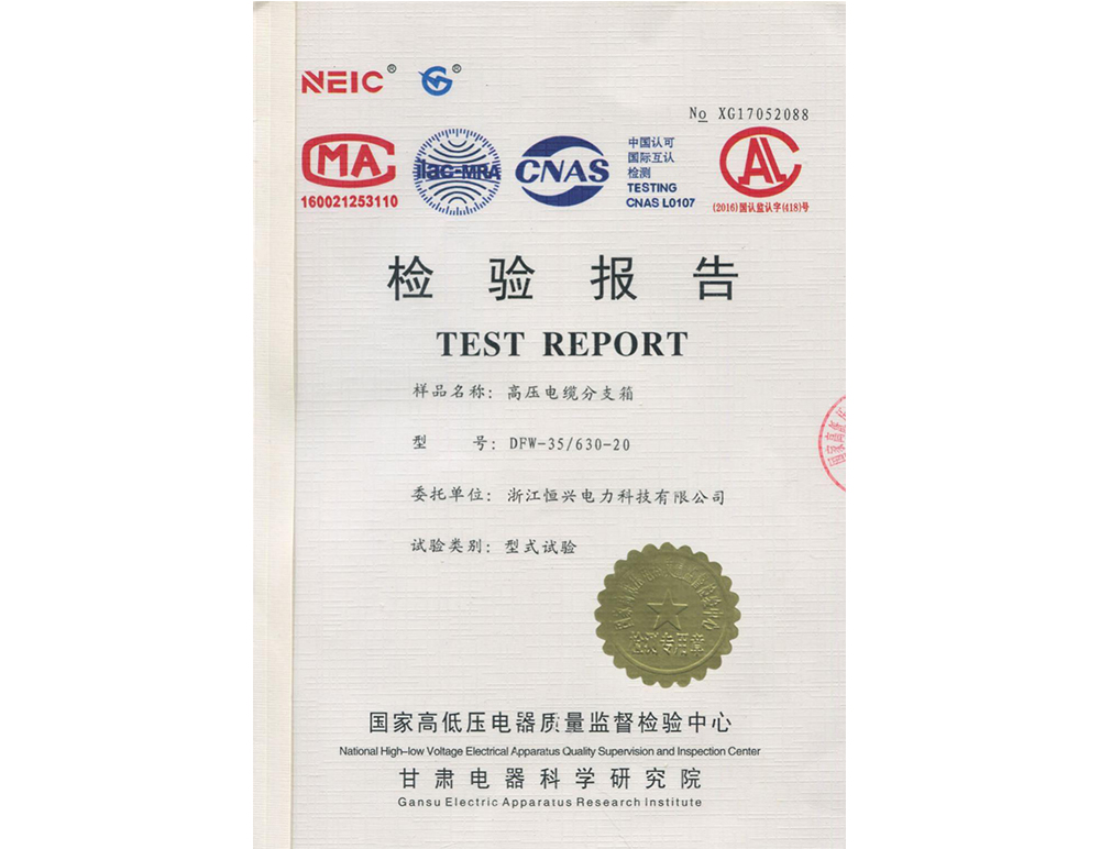 高壓電纜分支箱檢驗(yàn)報(bào)告